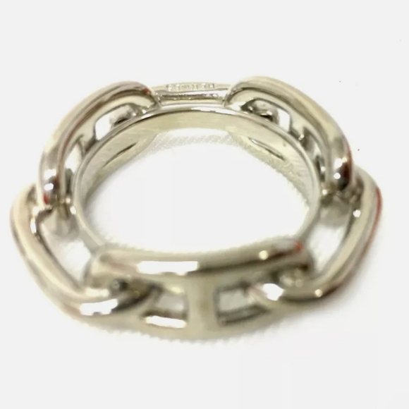 AUTHENTIC HERMES SILVER TONE SCARF RING /92017 - Picture 4 of 7